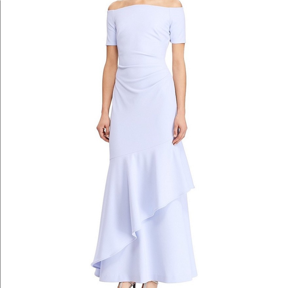 Ralph Lauren Woman Off-Shoulder Crepe Lilac Dress